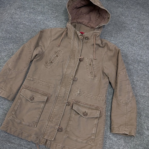 GAP Jackets & Blazers - GAP Jacket Women M Brown Hooded Parka Coat Full Zip Toggle Button Military Chore